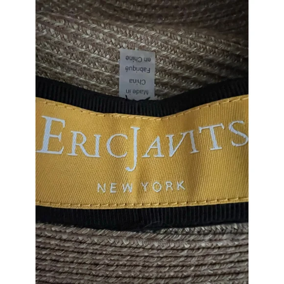 NWT Eric Javits Daphne Fedora Hat One Size Natural/Black - Picture 10 of 11